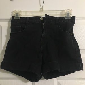 ZARA BLACK CUFFED DENIM SHORTS